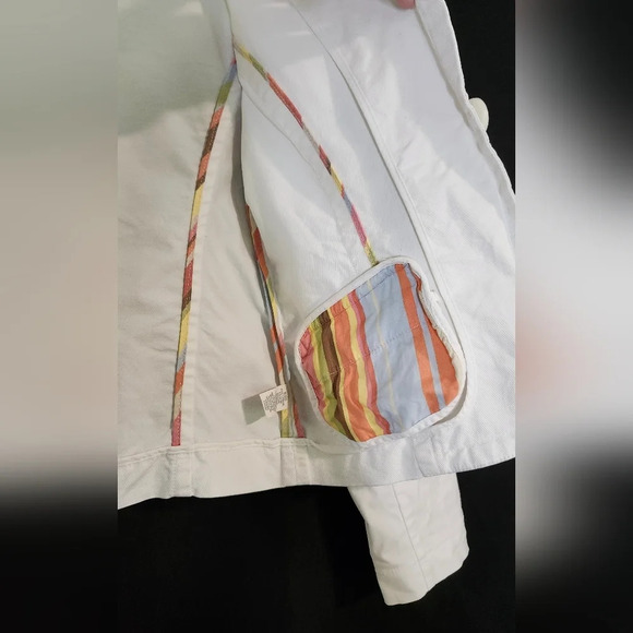 American Eagle Womens Denim Blazer Jacket Size M White Single Button Retro - Picture 7 of 11